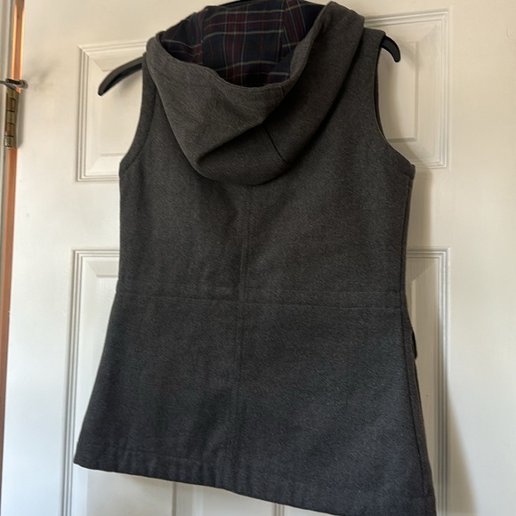 Burton Dry Ride Gray Flannel Lined Snap Zip Hooded Snow Boarding Vest Girls - Picture 8 of 8